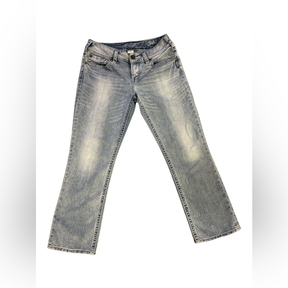 Silver Women's Jeans Suki Capri Size 28 Blue Wash Handcrafted Imported Canadian - Picture 1 of 10